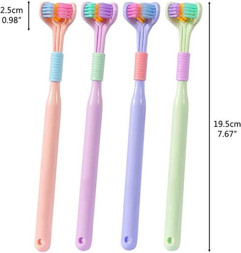 3-Sided Toothbrush, Soft Bristle Toothbrush with Tongue Scraper, Travel Toothbrush for Complete Teeth and Gum Care for Adults...