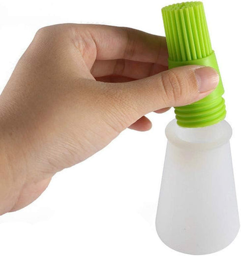 AKOAK 1 Pack Environmentally Friendly Silicone Flat-Bottomed Barbecue Oil Bottle Brush, Pastry Brush, Kitchen Baking and Barbecue Cooking Tools (G...