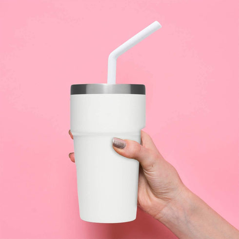 Senneny Set of 12 Silicone Drinking Straws for 30oz and 20oz - Reusable Silicone Straws BPA Free Extra Long with Cleaning Brushes- 12 Bent- 8mm di...