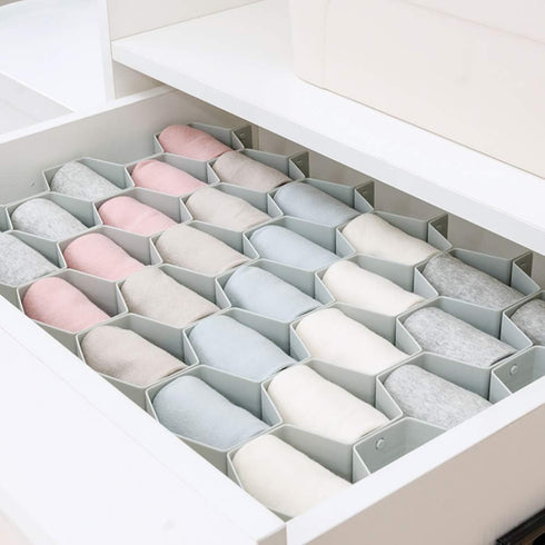 Poeland Drawer Divider Organizer Adjustable DIY Grid Honeycomb Drawer Divider for Underwear Belt Scarf Socks Gray...