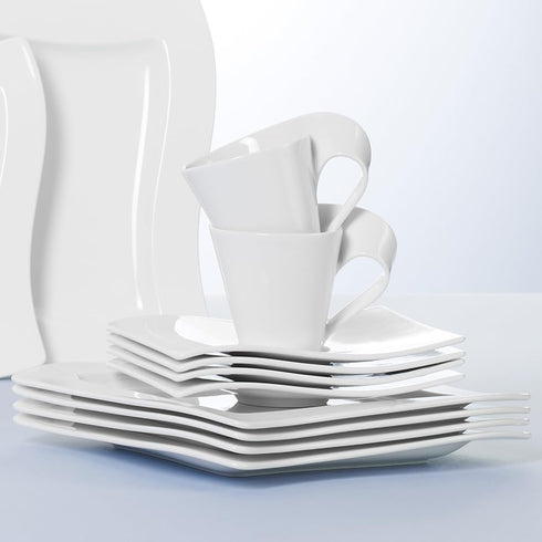 Villeroy & Boch New Wave Tea Cup Saucer, 7 x 6 in, Premium Porcelain, White...