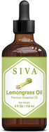 Siva Lemongrass Essential Oil - 4 Fl Oz – Natural Lemongrass Oil - for Diffuser, Face, Skin Care, Aromatherapy, Hair Care, Scalp and Body Massage ...
