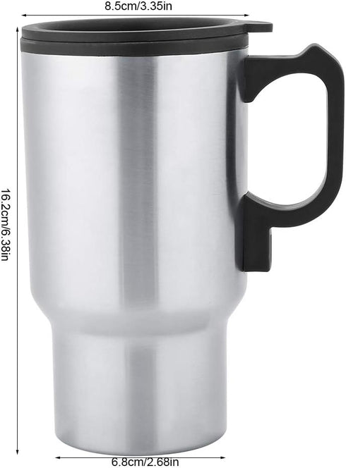 12V 450ml Car Heating Mug Travel Car Cup Electric Heated Kettle Stainless Steel Travel Mug Electric Car Heating Coffee Cup Insulated Heated Thermo...