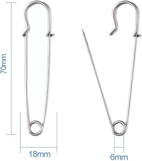 KISSITTY 100-Piece Heavy Duty 2.76" Large Iron Safety Pins Metal Spring Lock Pin Fasteners for Blankets Skirts Kilts Brooch Crafts Making...