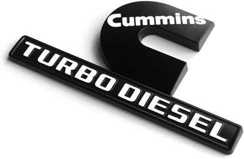 Yoaoo 2Pack OEM Black Cummins Turbo Emblem Compatible with 2500 3500 Emblem Matte White 6.2" by 3.4" inches...