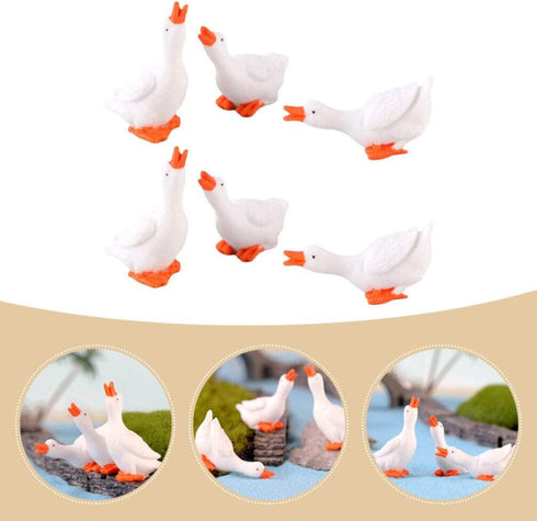 ARTIBETTER Miniature Goose Figurine 6pcs Miniature Goose Figurine White Goose Statue Fairy Tale Garden Animal Accessories Cake Toppers Sculpture f...