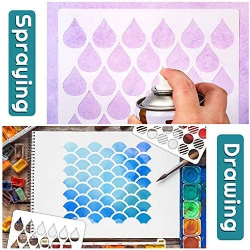 12 Sets Geometric Honeycomb Stencils Painting Art Templates Stencils for Scrapbooking Drawing Tracing DIY Furniture Wall Floor Decor (6 x 6 Inch)...