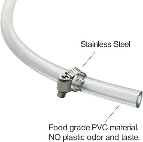 Draft Beer Line with Hexnut - Vinyl Hose ID 3/16 inch OD 7/16 inch Length 5ft, with Hexnut Assembly, Free Two Clamps, Prefect Connect Beer Tap Tow...