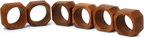 Wooden Napkin Rings Set of 6 for Dinning Table Decor | Wood Napkin Holder Set of Six for Dinner Table Decoration | Napkin Ring for Home and Kitche...