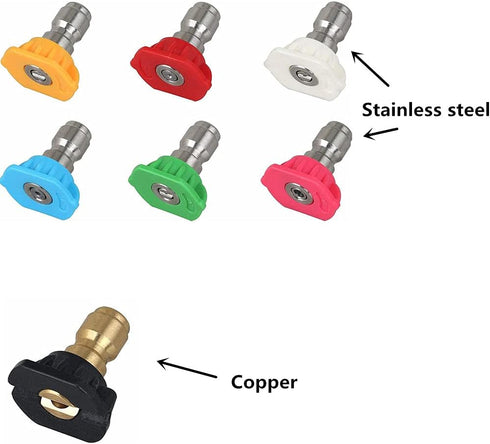 7 Pieces Pressure Washer Spray Nozzles Tips Set 1/4Inch Quick Connect, 2.5 GPM, Rated Up to 4500 PSI...