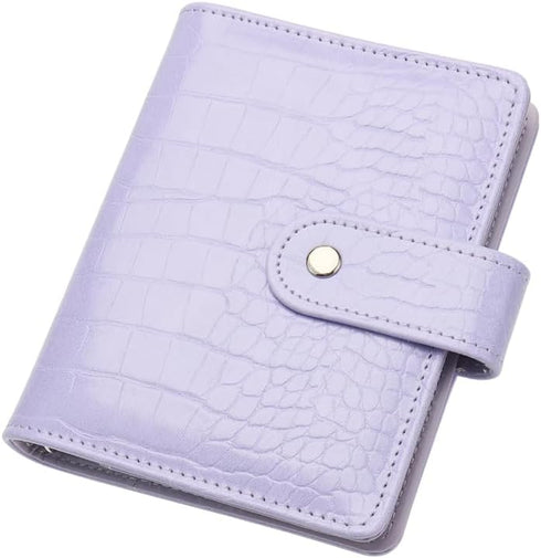 NatSumeBasics A7 Binder Wallet Cash Envelopes Budget Binder Purple Crocodile Pattern Notebook Cover 6 Rings Folders with Snap Button for Organizer...