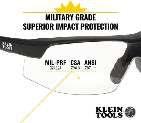 Klein Tools 60159 Safety Glasses, PPE Protective Eyewear with Semi Frame, Scratch Resistant and Anti-Fog, Clear Lens...