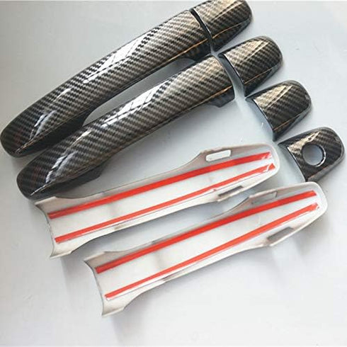 Sport Style Carbon Fiber Print Door Handle Cover Trim for Subaru Forester XV Crosstrek Outback Legacy WRX (Carbon Fiber with Keyless Holes)...