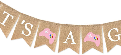 Video Game Themed Baby Shower Party Decorations, It's A Girl Banner, Level Up Gaming Zone Baby Shower Sign and Flag, Gamer Baby Shower Party Suppl...