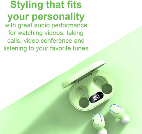Fully Wireless Bluetooth 5.0 Rechargeable iPX4 Water & Sweat Proof Earbud Headphones w Microphone, Touch Controls, Smart LCD Charging Case, 3D Ste...