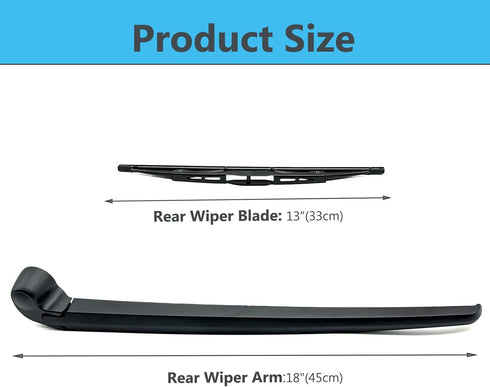 Rear Window Wiper Arm & Blade Replacement for Audi Q7 2007-2015 Rear Windshield Wiper Arm & Blade, Factory OE Style Rear Window Wiper Arm Blade Se...