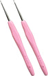 Mdoker 2PCS Small Size Crochet Hook Ergonomic Handle Crochet Hook Needles for Arthritic Hands,Thread Crochet Steel Lace Hooks Size 1mm......