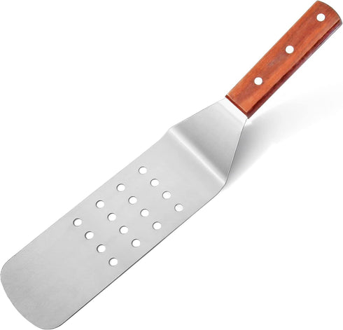New Star Foodservice 36312 Wood Handle Flexible Grill Turner/Spatula, 14.5-Inch, Perforated...