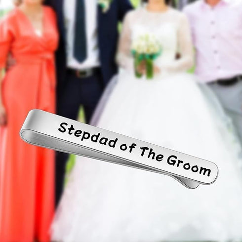 LQRI Stepdad of The Groom Gift Mens Groom Father Wedding Tie Bar Stepdad Tie Clips Gift for Stepfather of The Groom...
