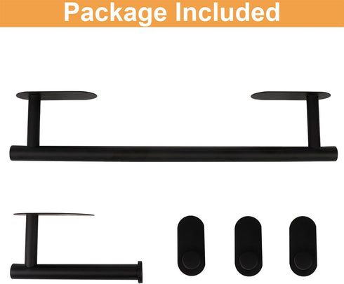 TocTen 5 Pieces Self Adhesive Towel Bar Set, Stainless Steel Bathroom Hardware Set Include Towel Rack, Toilet Paper Holder, 3 Packs Towel Hook, No...