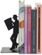 The Reader' Bookend – Decorative Metal Book Holder for Shelves – Modern Black Design – Ideal for Home and Office Décor for Book Lovers – Sujetali...