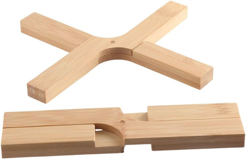 2PCS Trivet for Hot Pots and Pans Cooling Rack Non-Slip Pan Stand Cross Holder Bamboo Placemat Table Plate Foldable Pad Bowl Holder...