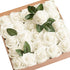 Ling's moment Artificial Flowers 25Pcs Ivory Roses Decor w/Stems,3" Real Touch DIY Foam Floral for Wedding Bouquet/Centerpieces, Outdoors Party Ba...