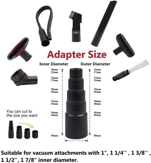 7 PCS Vacuum Attachments Replacement for Shop Vac Accessories with, 1 7/8" to 1" Adapter for Shop Vac,1 1/4" Household Cleaning Accessories Brush ...