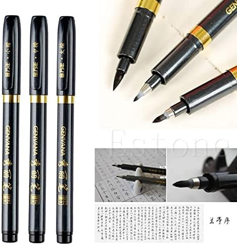 Maxmartt 3 Pcs Ink Pen Artist 3 Size Calligraphy Pen for Writing Drawing Chinese Japanese Calligraphy Shodo Brush Ink Pen Fineliner Pens Calligrap...