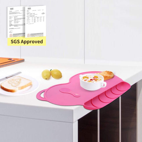 Silicone Baby Placemat - Food Grade Silicone Kids Placemats Reusable Travel Placemat for Kids Tiny Diner Portable Washable Restaurant Food Mat for...
