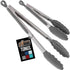 GORILLA GRIP Stainless Steel Heat Resistant Kitchen Tongs for Cooking, 9 + 12 Inch, Set of 2 BBQ Tong, Non Scratch Silicone Tip for Pan, Strong Gr...