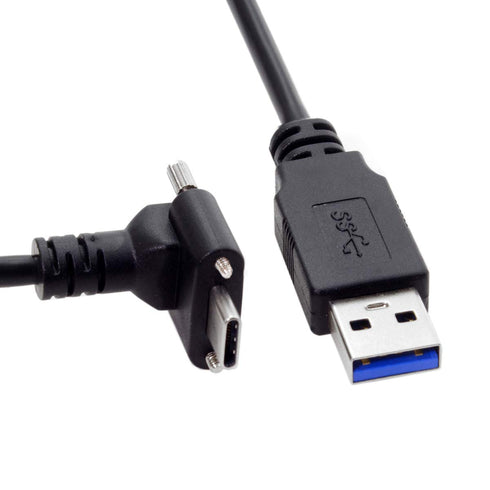 JSER Down Up Angled USB 3.1 Type-C Dual Screw Locking to Standard USB3.0 Data Cable 90 Degree Compatible for Camera...