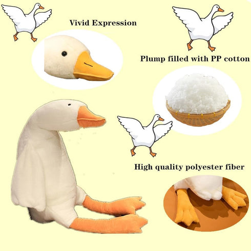 Goose Stuffed Animal Giant White Goose Plush Pillow,Cute Duck Toy Soft Hugging Swan Plush Pillow Gifts for Kids Adults...