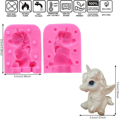 WonDerfulC Unicorn Silicone Mold 3D Horse Fondant Clay Ice Cube Mould DIY Baking Tool Cake Decoration Molds...