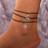 Bohemian Leather Anklet Sun Star Moon Foot Chain 3 Pcs Beach Wedding Jewelry Boho Ankle Bracelet for Women and Girls...