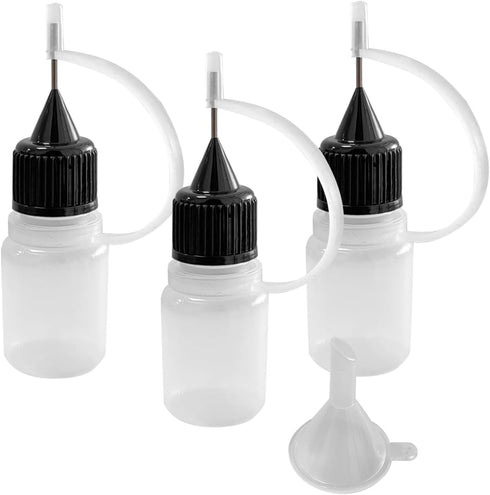 3PCS Needle Tip Glue Bottle, 5ML Blunt Needle Tip Precision Applicator Oil Bottles with Funnel, Empty Applicator Glue Oiler Squeeze Bottle for for...