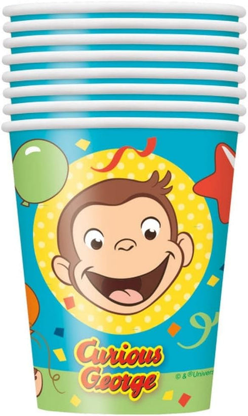 Curious George Paper Cups - 9oz (Pack of 8) - Delightful, Sturdy & Eco-Friendly Party Essentials - Perfect for Kids' Birthdays, Themed Events & Ce...