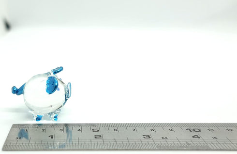 Pig Miniature Figurines Animals Hand Painted Blown Glass Art Collectible Gift Decorate, V1 (Clear Blue)...