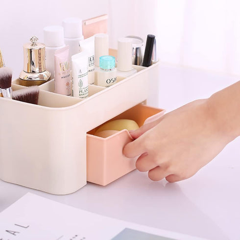 Plastic Cosmetic Display Organizer Makeup Storage Drawers Beauty Organizer Stand Skincare Storage Case Small Cosmetic Shelf for Vanity Dresser Lig...