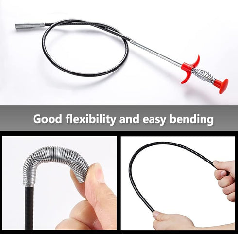 62"Drain Clog Remover Tool, Drain Cleaner Flexible Grabber Claw Reacher Tool with 4 Claws Bendable Hose Pick Up Reaching Assist Tool for Litter Pi...