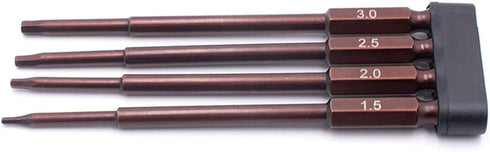 Racing 4pc 1/4" Metric Hex Bit Set, Electric Screwgun, Power Drill RC Hobby RC Model RC Truck (1.5 2.0 2.5 3.0mm)...