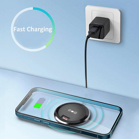 Desk Wireless Charger, hopopower 15W Fast Wireless Charging Station Pad Compatible with iPhone 14/14 Pro/14 Pro Max/13/13 Pro Max/13 Mini/12/12 Pr...