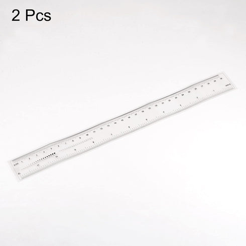 2pcs Film Flexible Ruler 12 Inch 0.1mm Scale PET Plastic Folding Straight Ruler Calibration Soft Ruler Measuring Tool for Factory, Transparent...