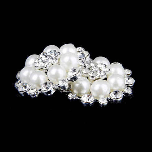 Artibetter 10pcs Pearl Rhinestone Flower Buttons Faux Pearl Button Embellishment Accessory Bags Shoes Dress and DIY Craft (Silver)...