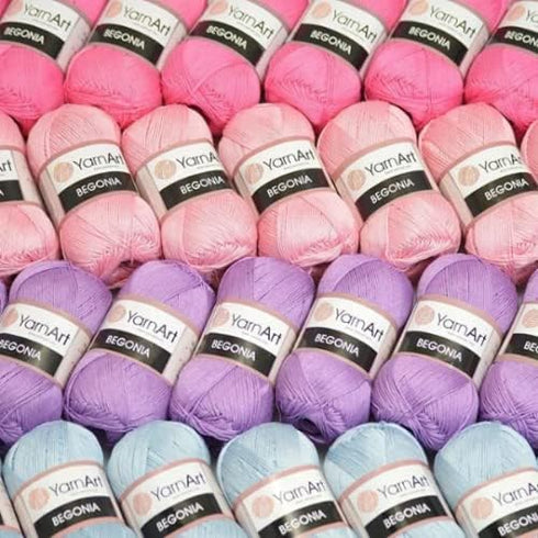 Yarn Art Begonia Yarn 100% Cotton, Pure Premium Soft Cotton Yarn, for Knitting Crochet and Amigurumi, Various Pastel and Shiny Colors, Yarn,1.76 O...