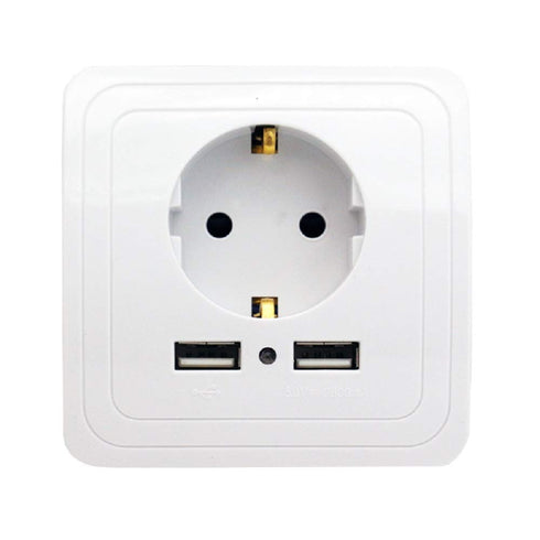 1set Smart Home Dual USB Port 2400mA Wall Charger Adapter 16A EU Standard Electrical Plug Socket Power Outlet Panel 110~250V...