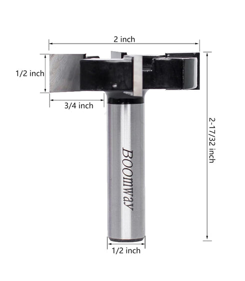 Spoilboard Surfacing Router Bits, 1/2" Shank, 2" Cutting Diameter, Four Wings Carbide, Slab Flattening Router Bit, Wood Planing, Woodworking Tool...