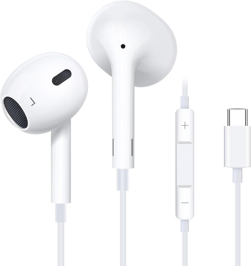 Headphones Wired with Mic USB Type C Headphones for iPhone 15 Samsung Galaxy S23, Ultra S23+, S23 Plus, USB C Earbuds with Microphone Volume Contr...