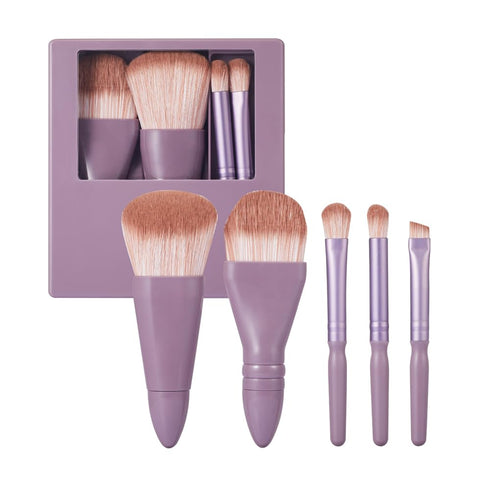 Portable Travel Makeup Brush Set, 5pcs Mini Easy-taken Complete Function Cosmetic Brushes Kit with Case and Mirror...
