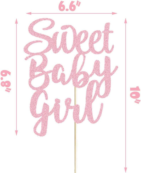 Sweet Baby Girl Cake Topper Rose Gold Glitter Girl Newborn Gender Reveal Cake Decor Cheers to Baby Show/Baby One Month/Hundred Days/Girl 1st Birth...